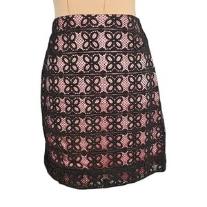 Shiatzy Chen Black and Pink Embellished Mini Pencil Skirt Sz 6
